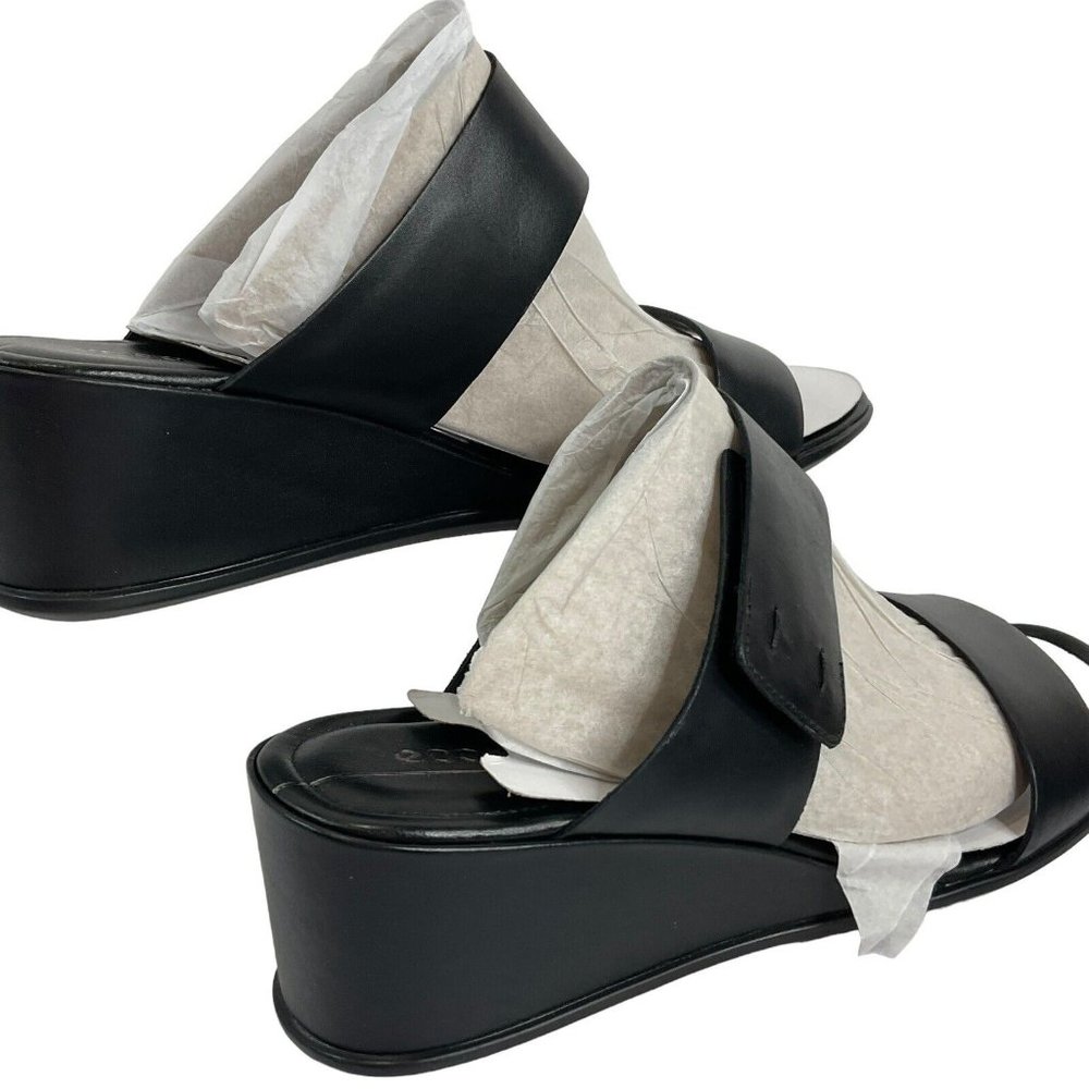 Ecco Shoes Women Sandals Sz 9-9.5 EU 40 Shape 35 Wedge Black Leather $150 Nib - Picture 9 of 13